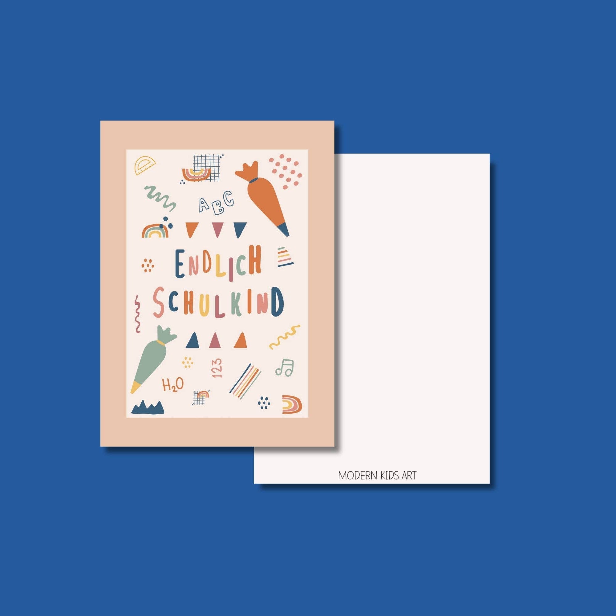 Postkarte - Endlich Schulkind Regenbogen - lyllevenn
