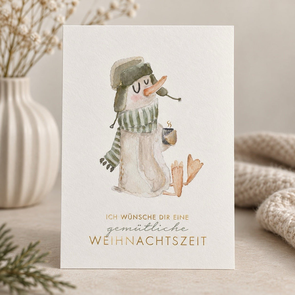 Postkarte - Ente "gemütliche Weihnachtszeit" - lyllevenn