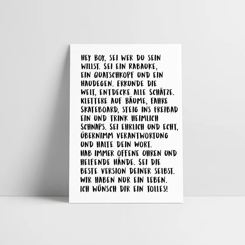 POSTKARTE HEY BOY – LOVE IS THE NEW BLACK - lyllevenn