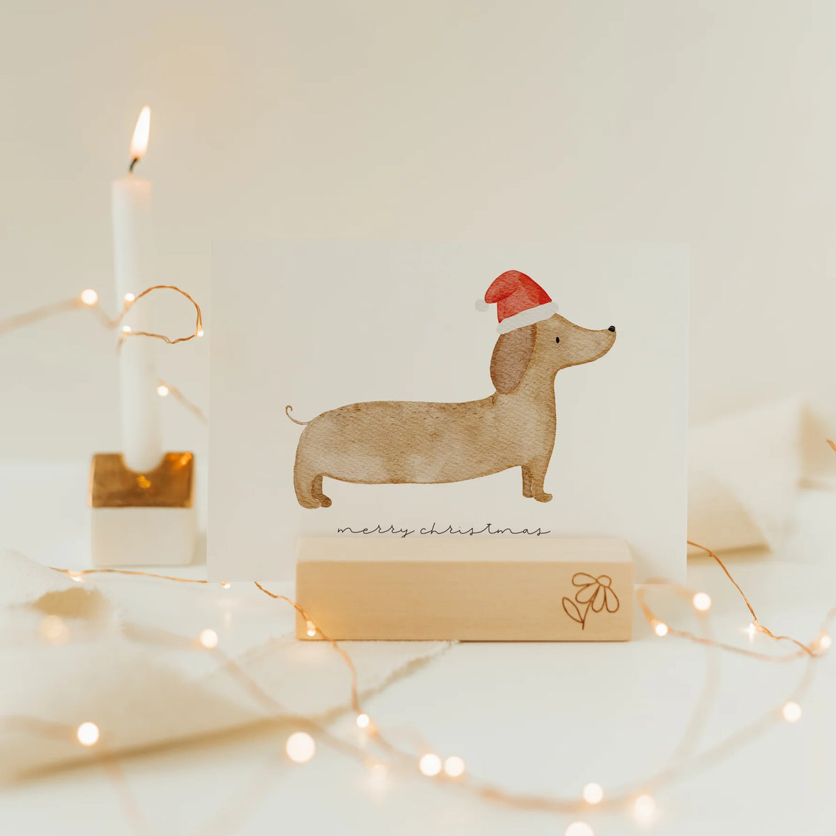 Postkarte - Dackel "Merry Christmas"