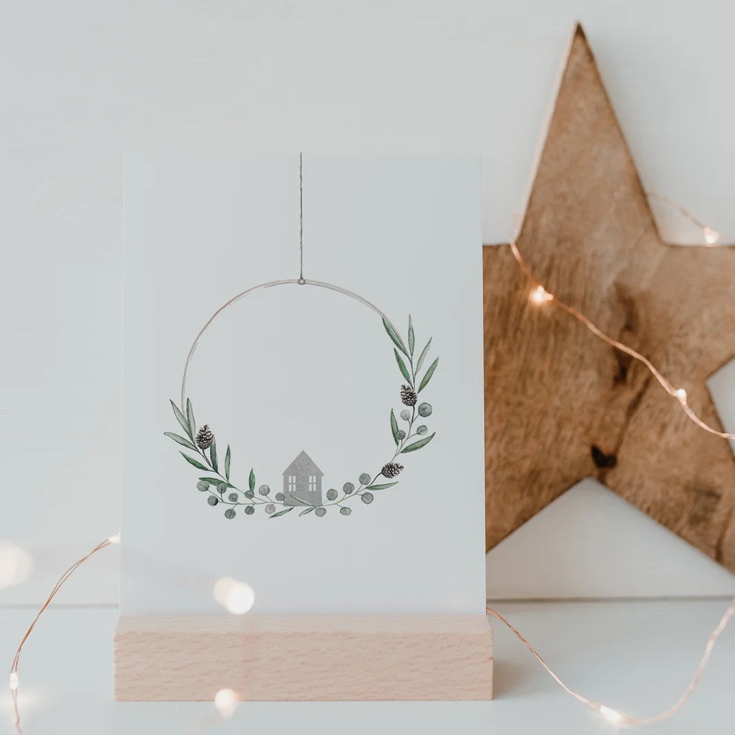 Postkarte - Weihnachtskranz