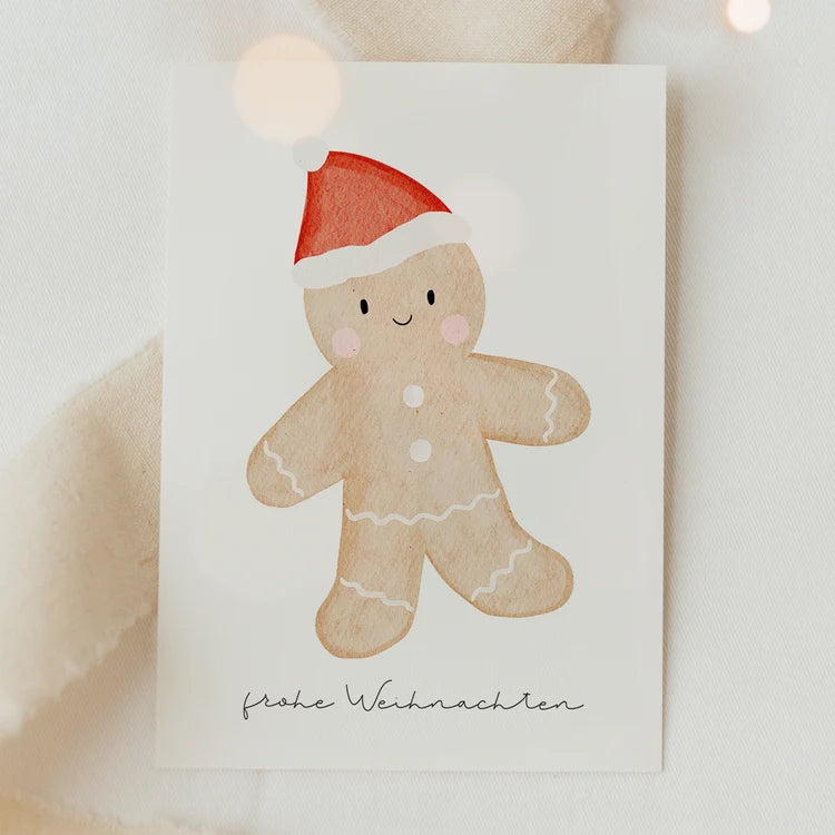 Postkarte - Lebkuchenmann "Frohe Weihnachten"