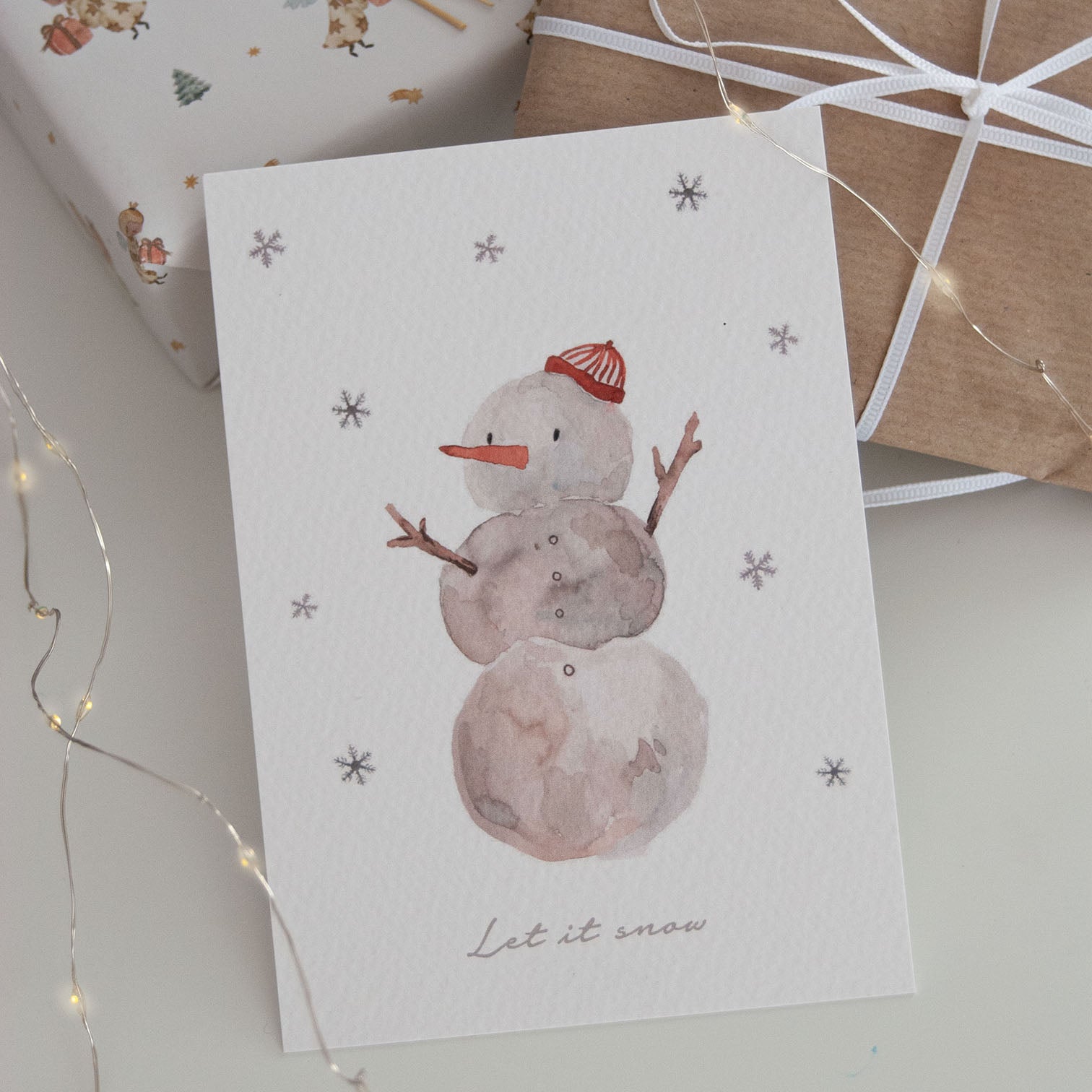 Postkarte Weihnachten – Schneemann - lyllevenn