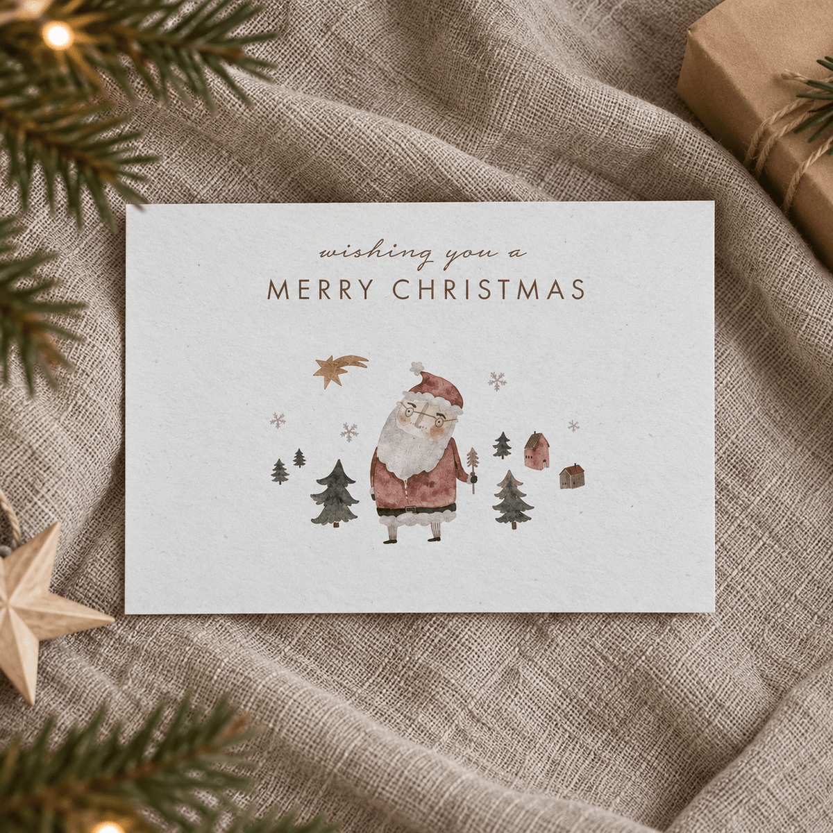 Postkarte - Weihnachtsmann "Merry Christmas" - lyllevenn