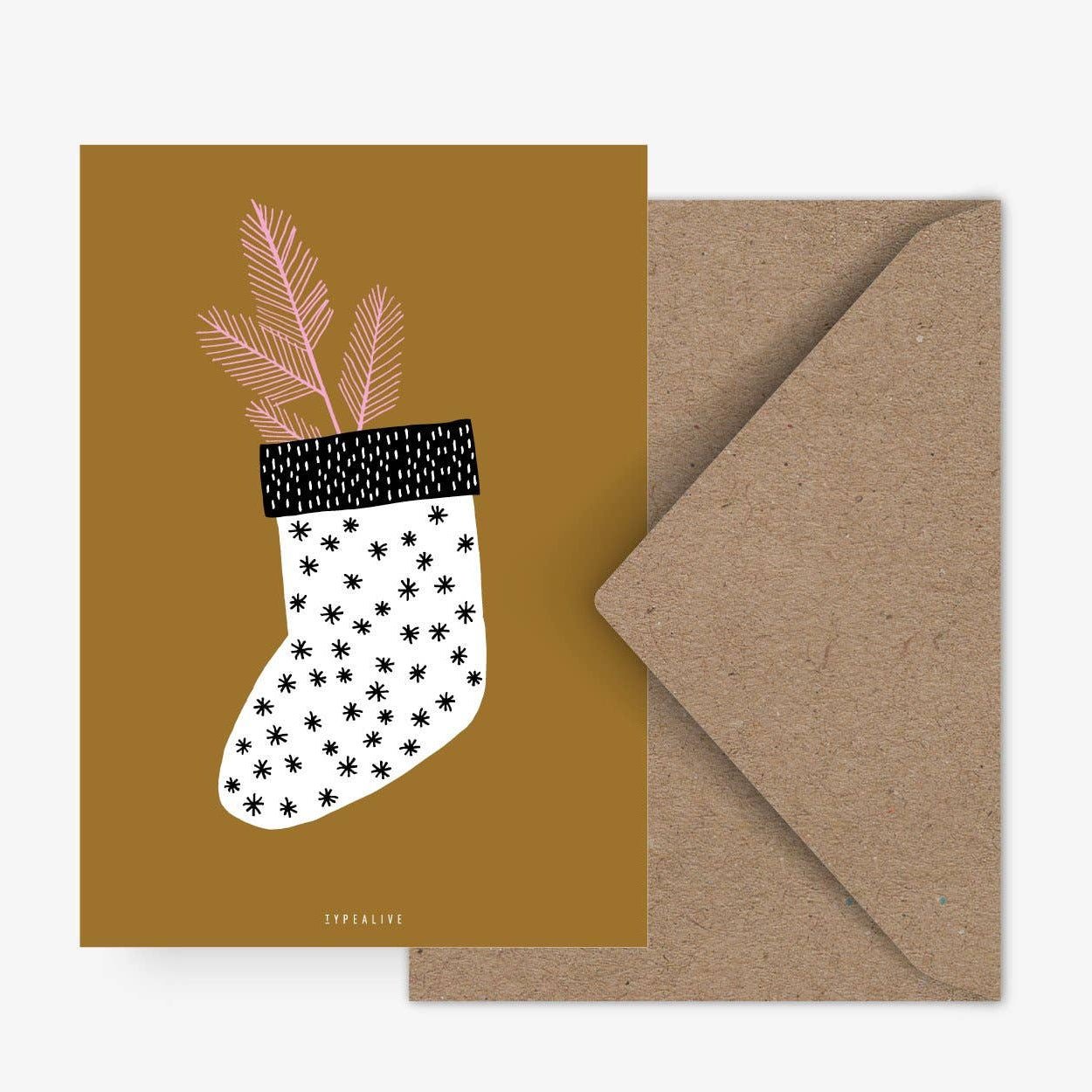 Postkarte - Weihnachtsstrumpf - lyllevenn