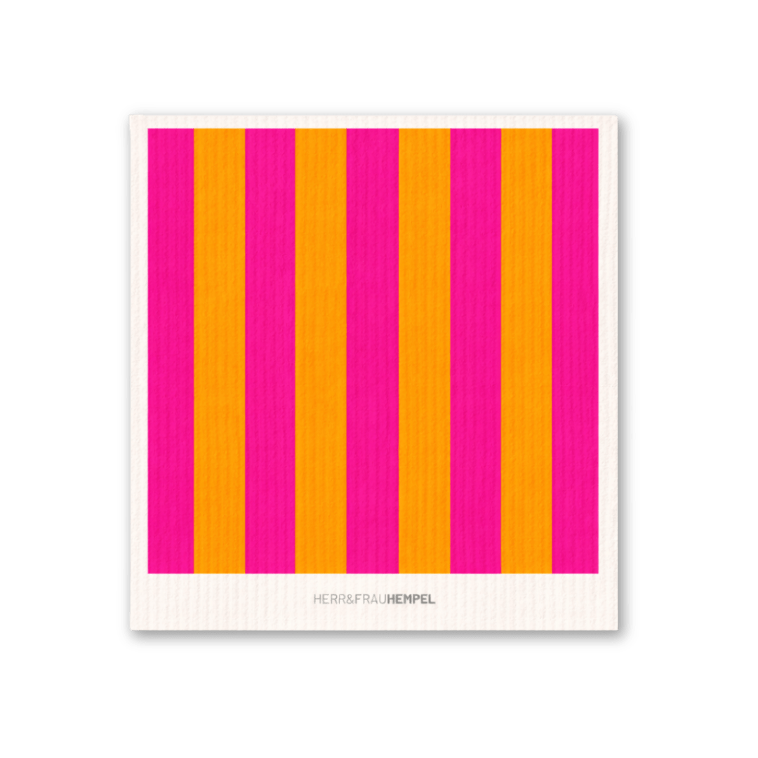 Schwammtuch - Streifen pink - orange - lyllevenn