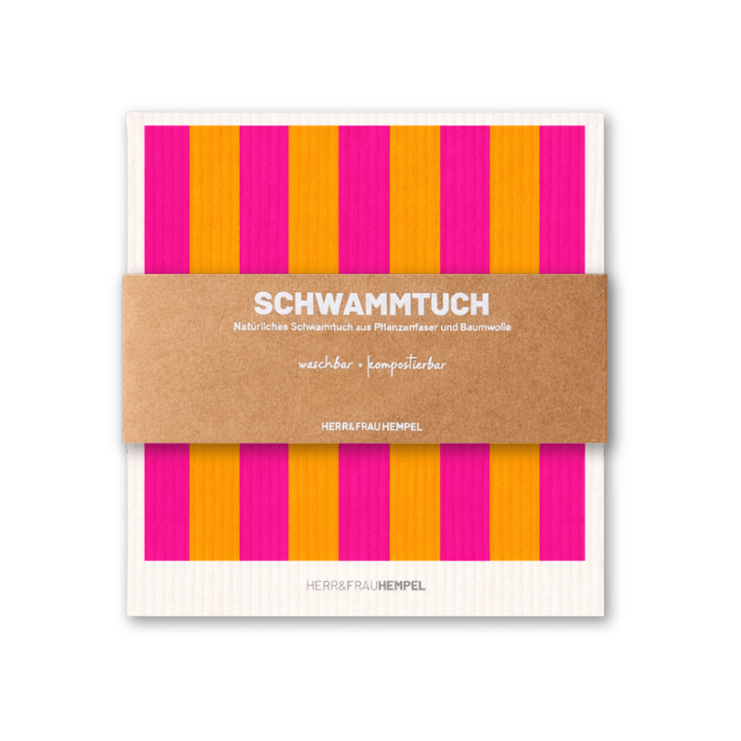 Schwammtuch - Streifen pink - orange - lyllevenn