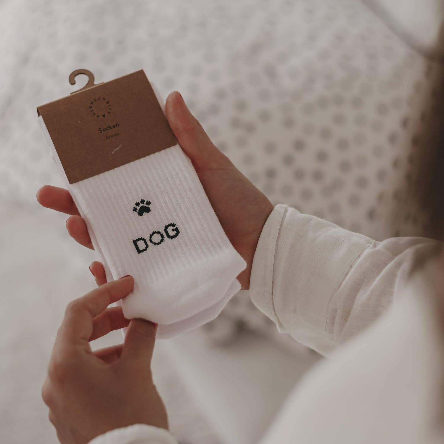 Socken weiß - Dog Lover - lyllevenn