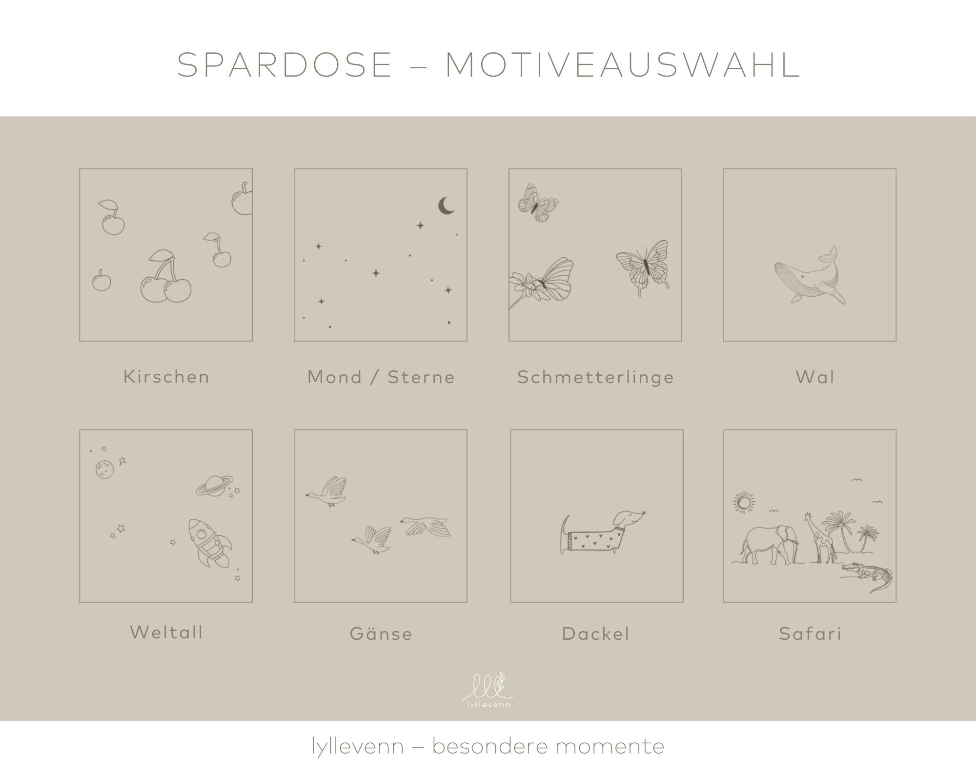 Spardose Holz Personalisiert -  3D Buchstaben Motive - lyllevenn