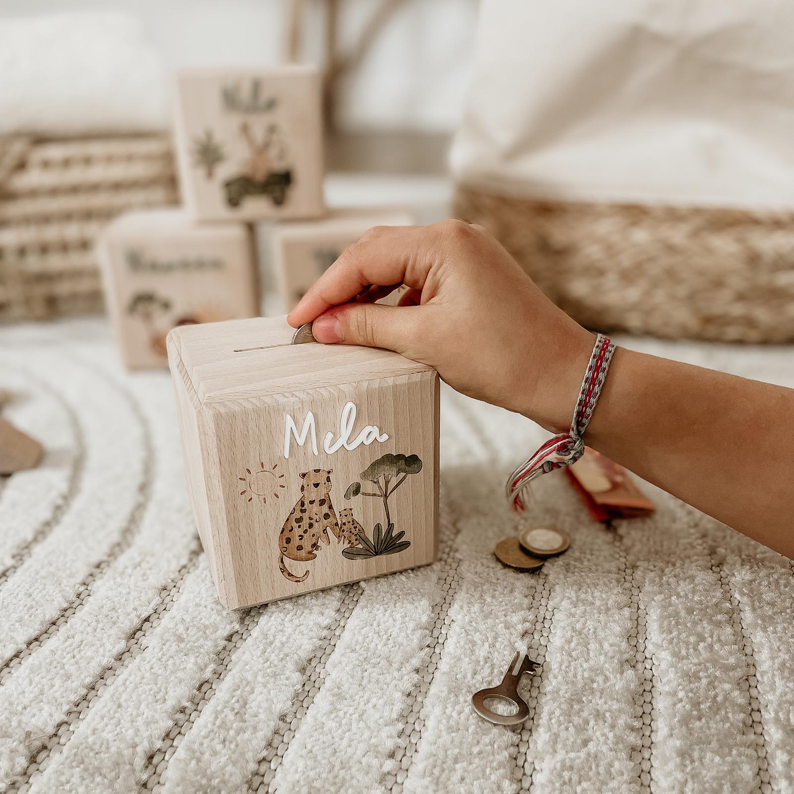 Spardose Holz Personalisiert - Safari - lyllevenn