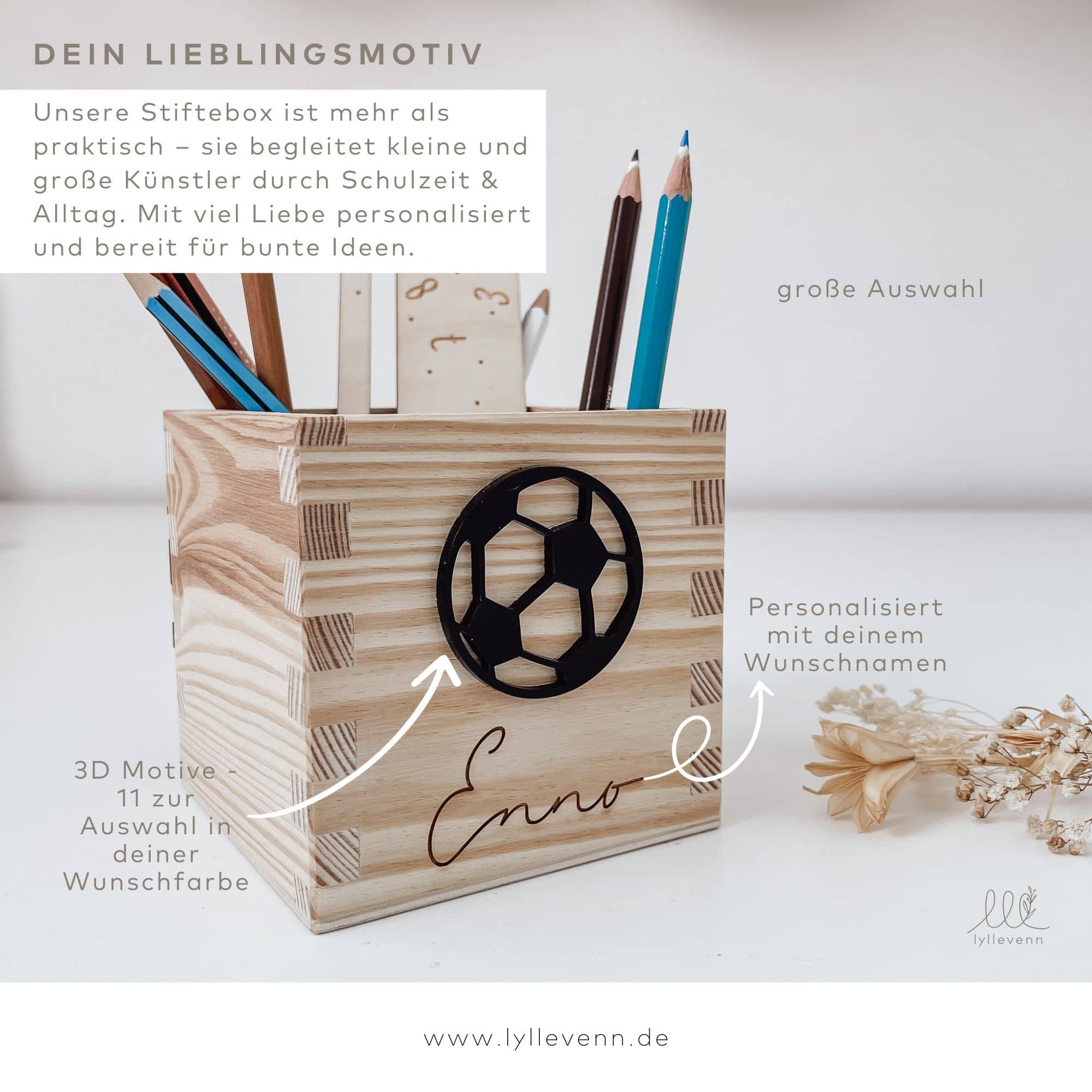 Stiftehalter Holz personalisiert - 3D - Motiv Adventure - lyllevenn