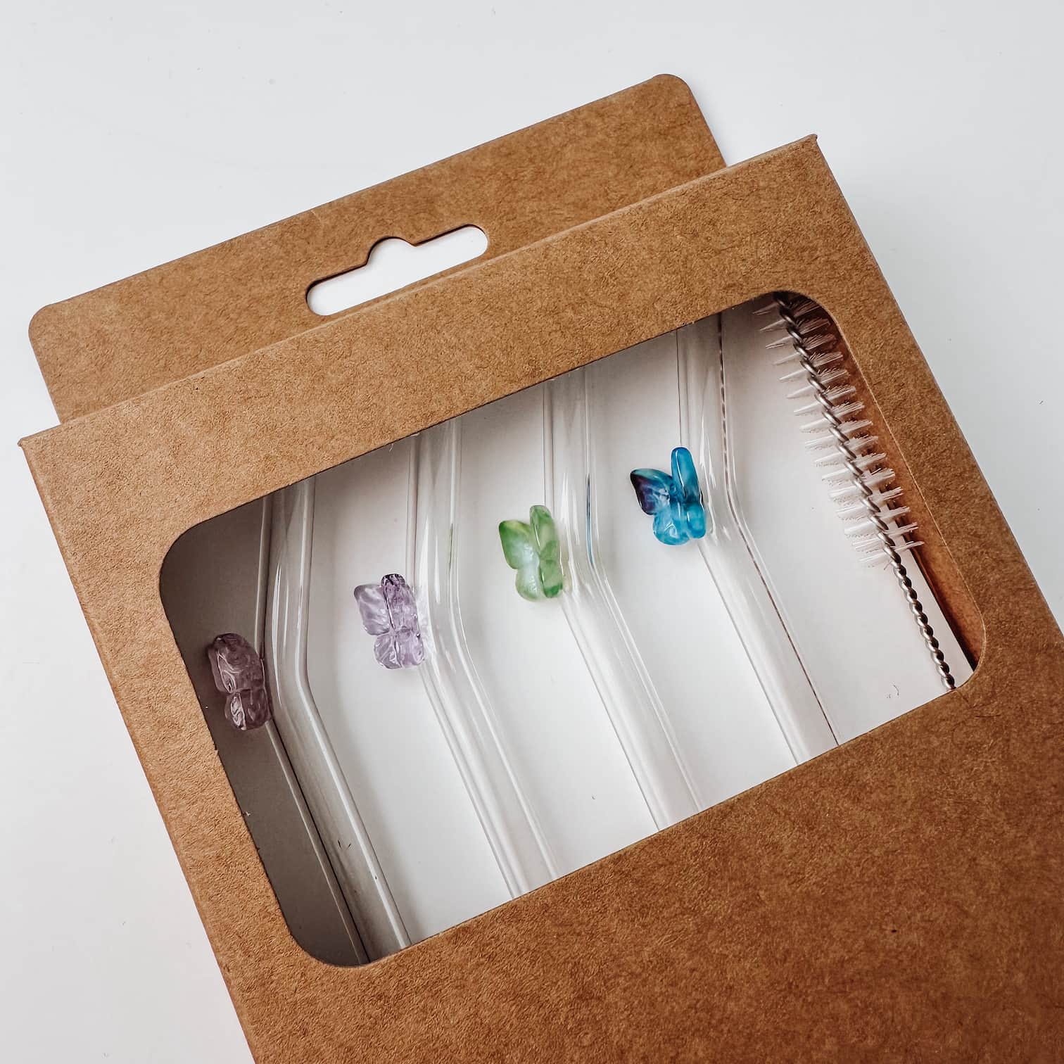 Strohhalme 4er - Set aus Glas -  Schmetterling - lyllevenn