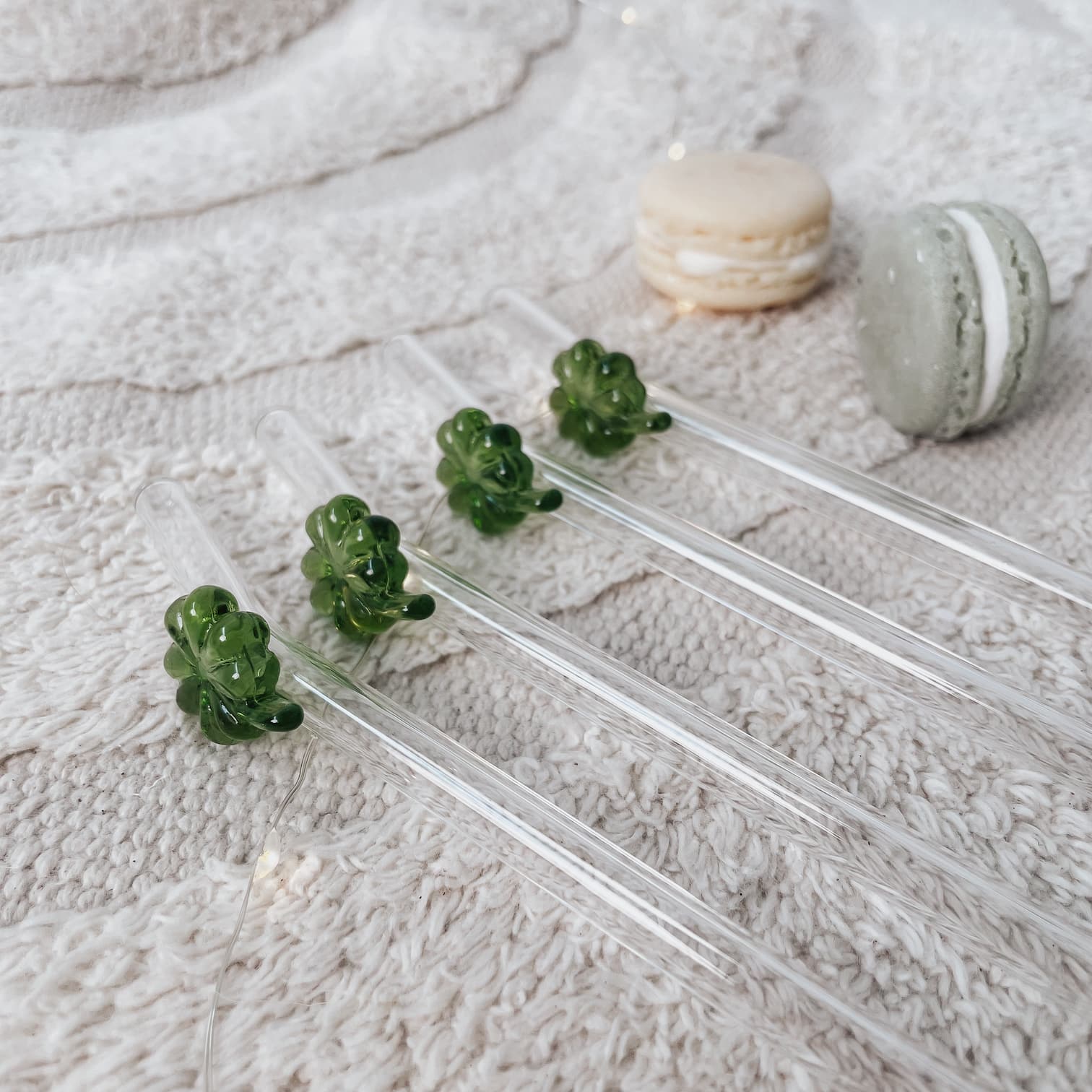 Strohhalme Glas Kleeblatt - 20cm im 4er Set - lyllevenn