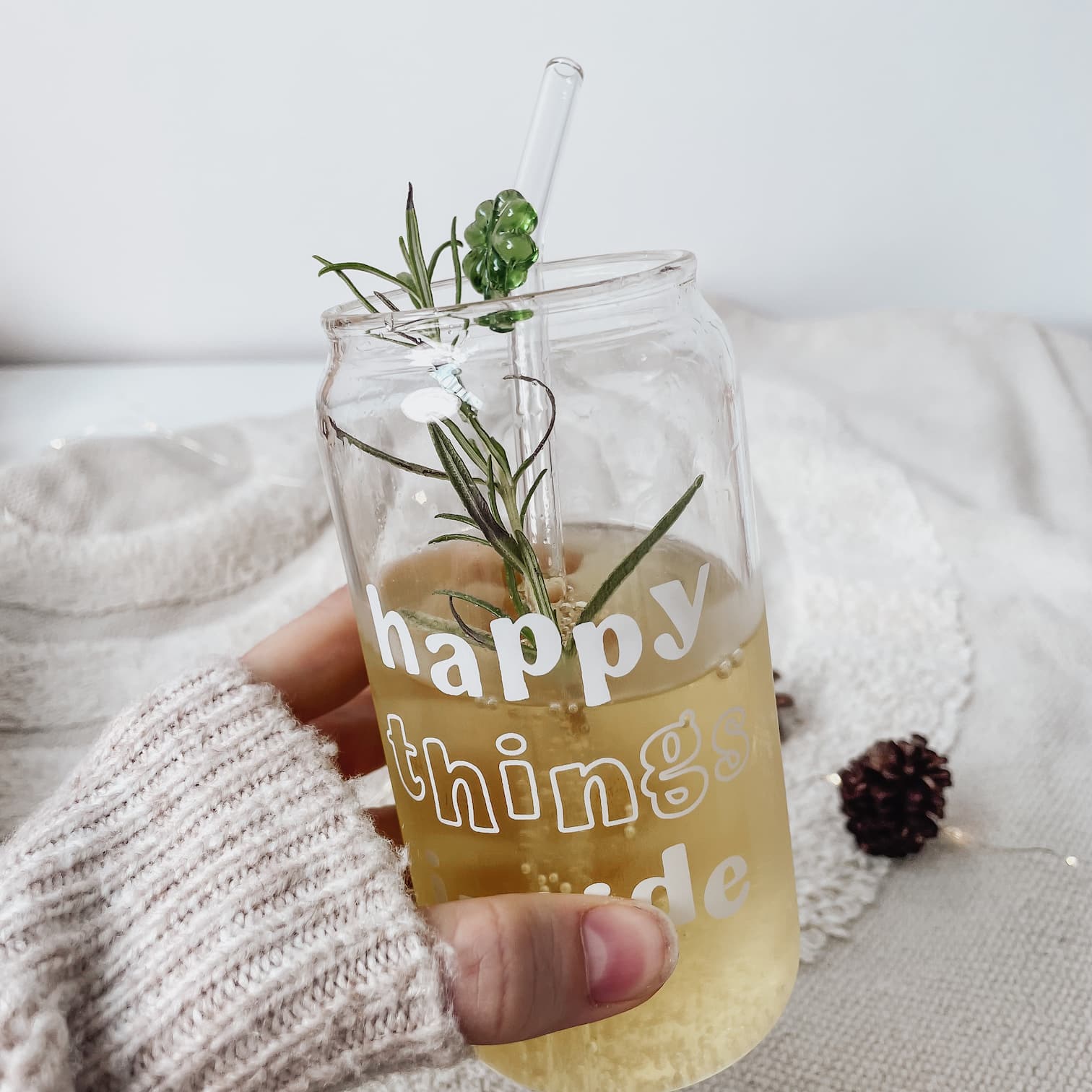 Strohhalme Glas Kleeblatt - 20cm im 4er Set - lyllevenn