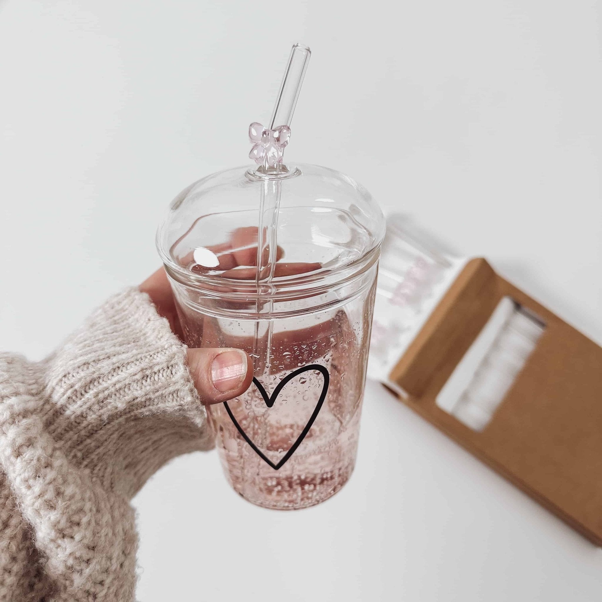 Strohhalme Glas Schleifen - Motiv - 20cm im 6er Set - lyllevenn