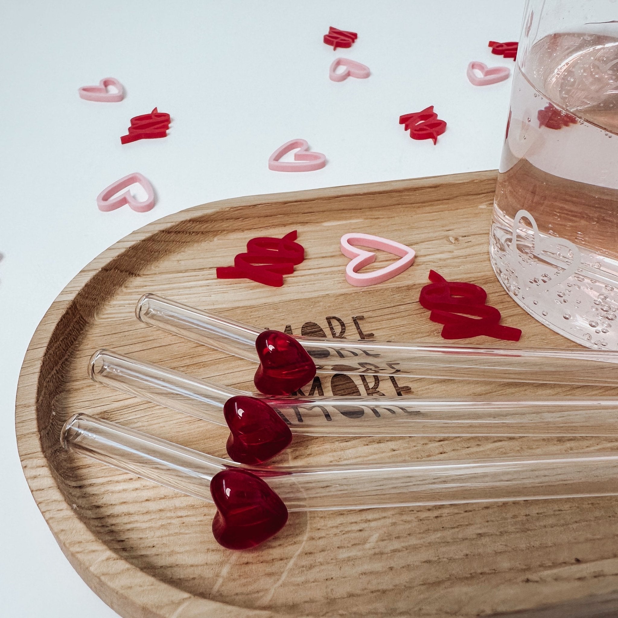 Strohhalme Herzen aus Glas – Rot oder Rosa - lyllevenn