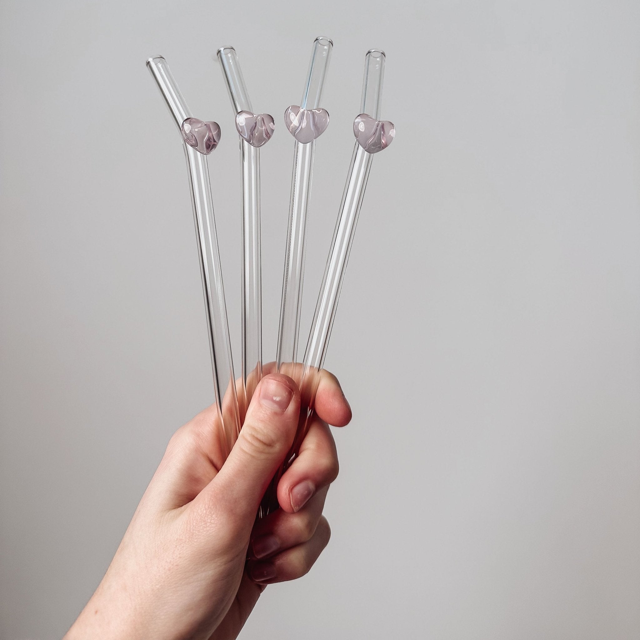 Strohhalme Herzen aus Glas – Rot oder Rosa - lyllevenn