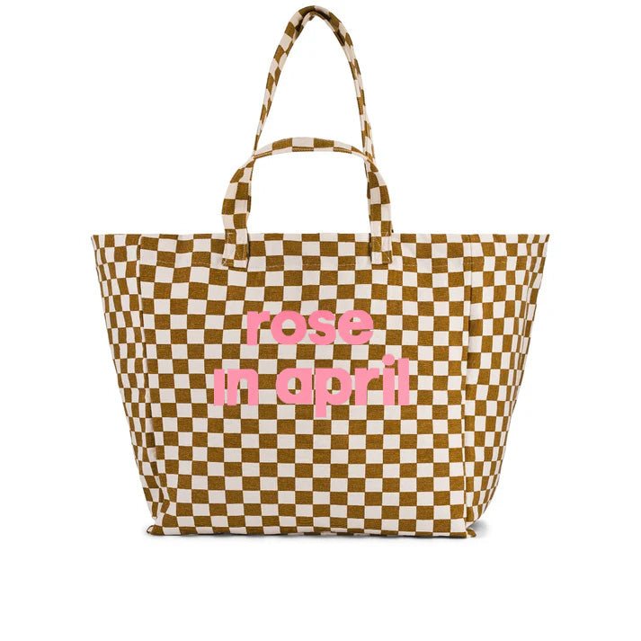 Tragetasche Kariert - Karamell mit Schriftzug - lyllevenn