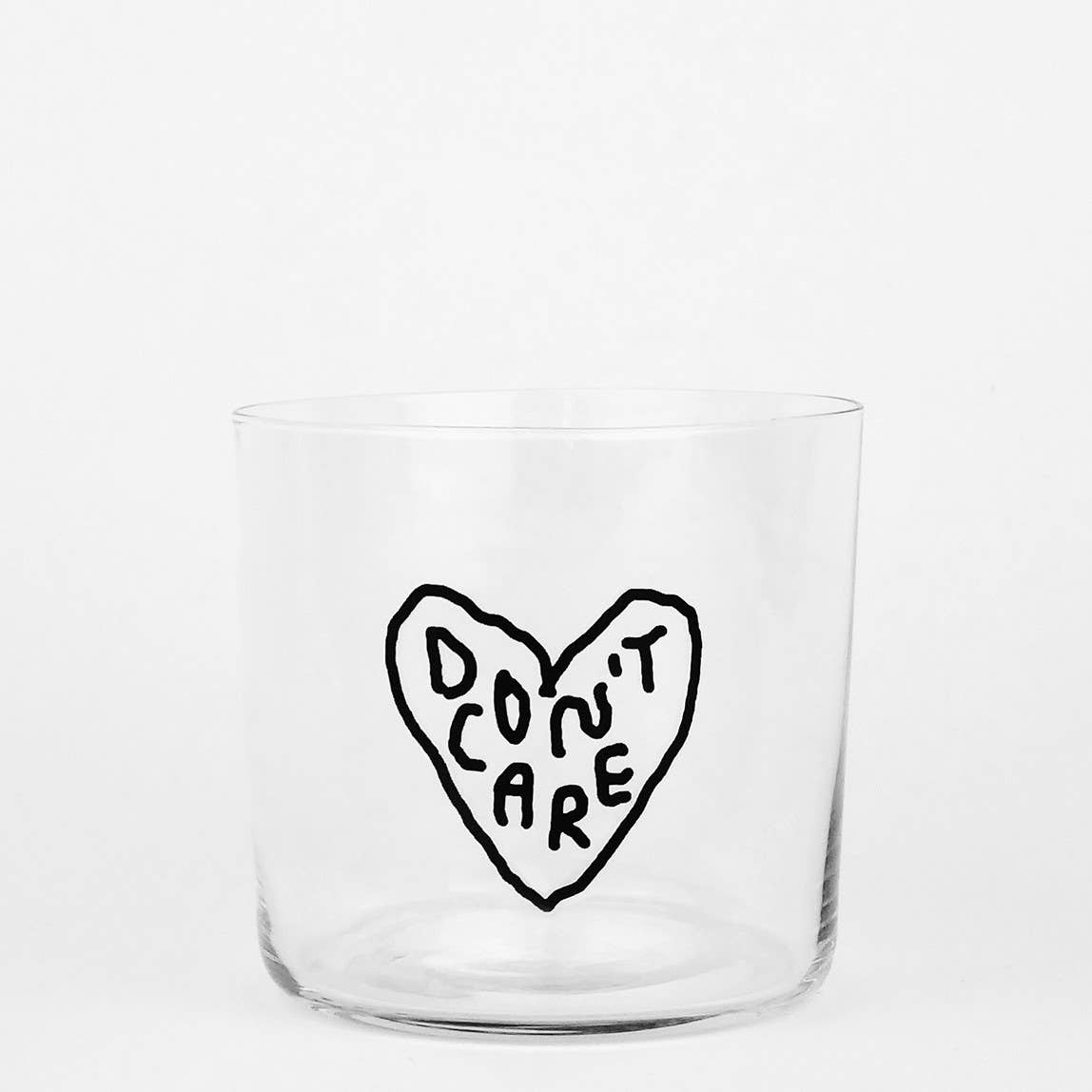 Trinkglas – don't care - Designer Statement Glass - lyllevenn