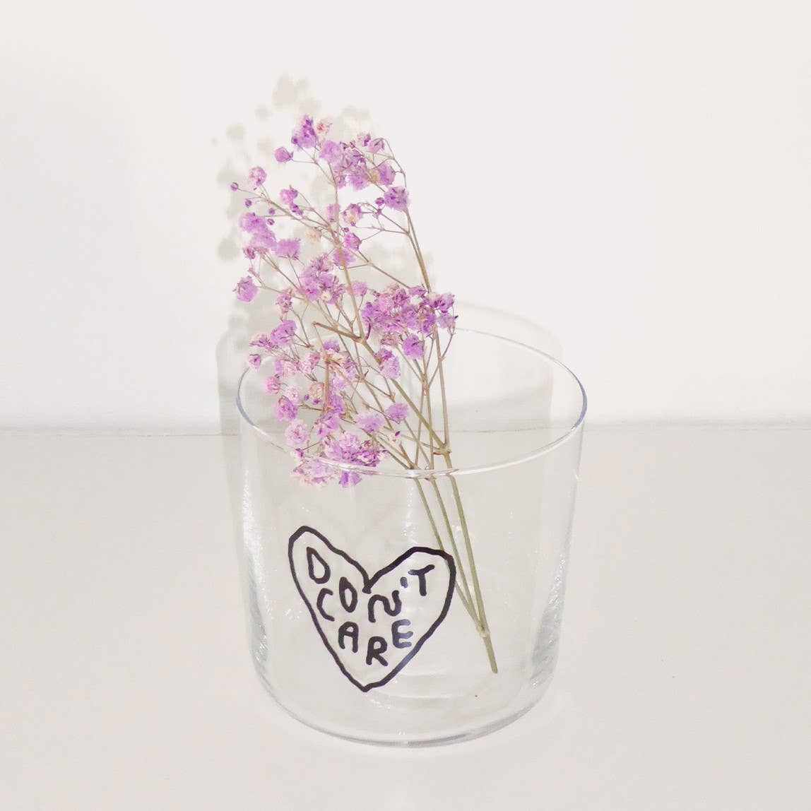 Trinkglas – don't care - Designer Statement Glass - lyllevenn