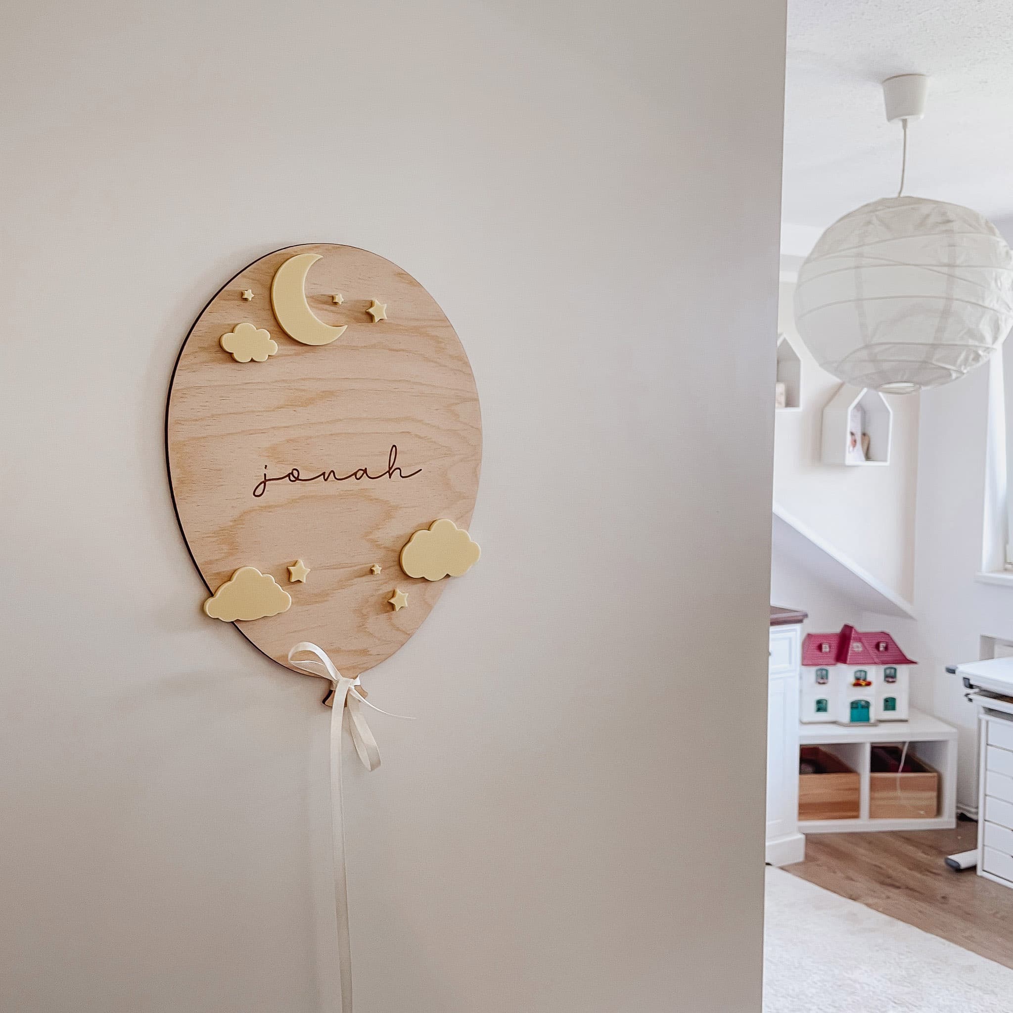 Türschild personalisiert - 3D Mond & Sterne - lyllevenn