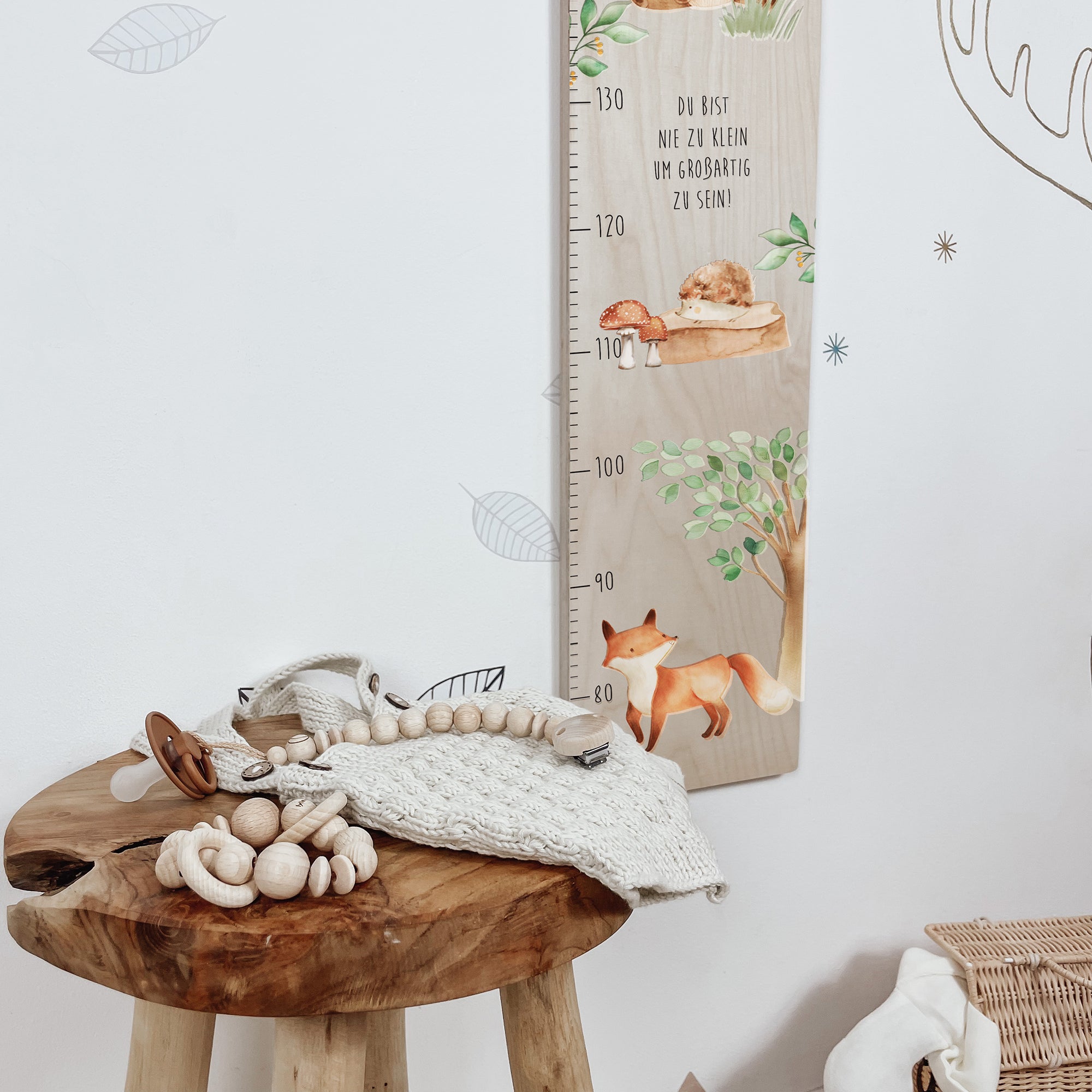 Kindermesslatte Holz "Waldtiere" – mit Namen personalisiert