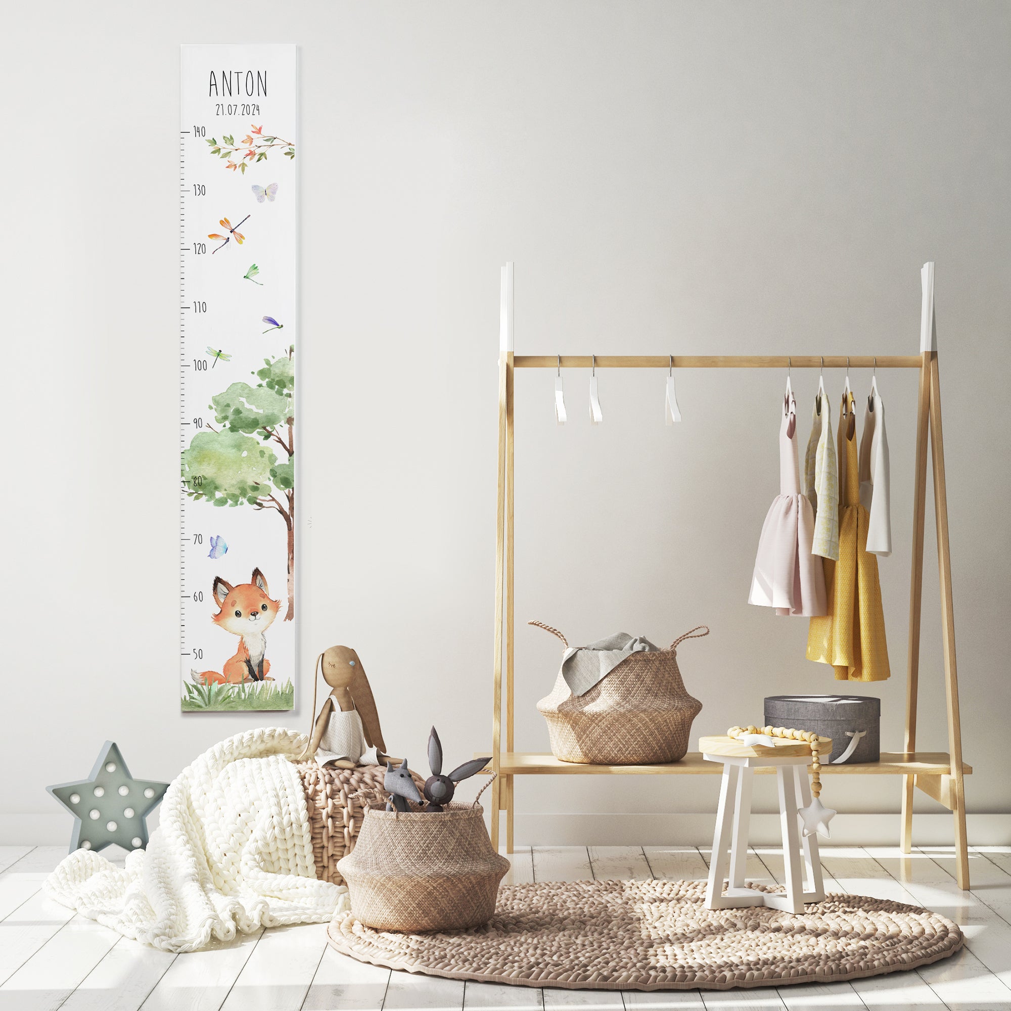 Kindermesslatte Holz "Wood & Tales" – mit deinem Lieblingstier
