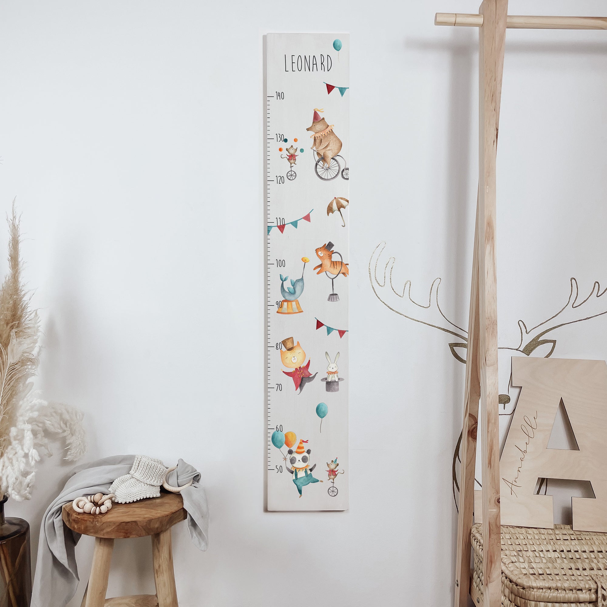 Kindermesslatte Holz "Zirkus" – mit Namen personalisiert