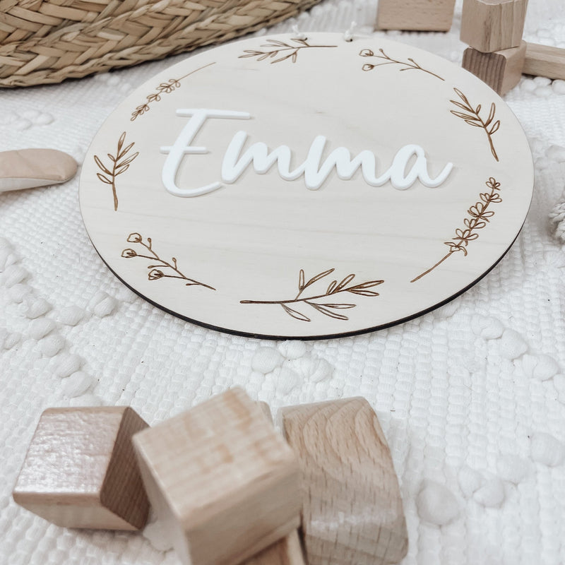 3D Namensschild | Holz | Kranz - personalisiert - lyllevenn-store