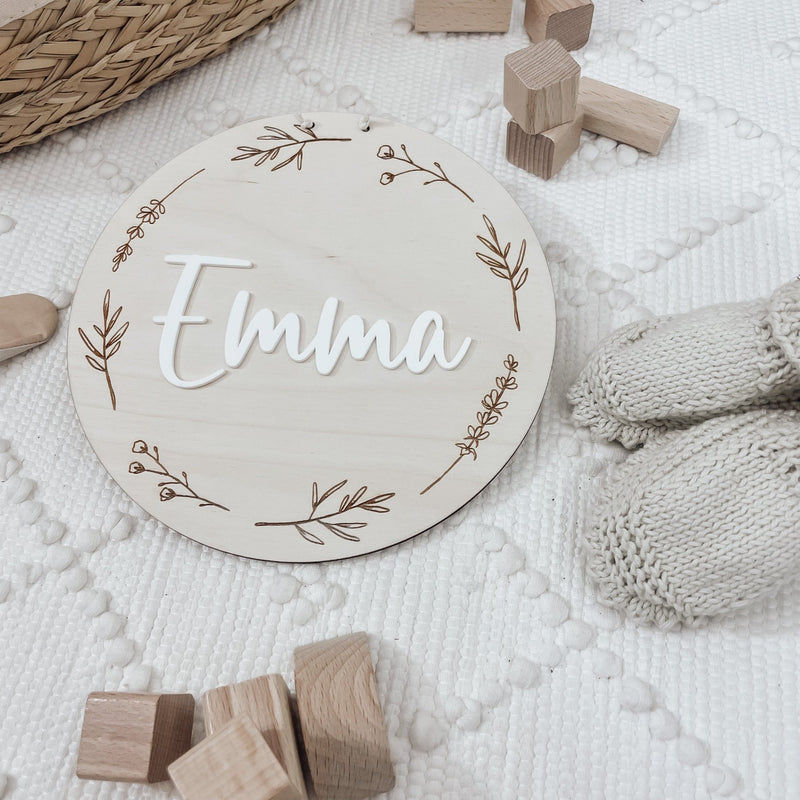 3D Namensschild | Holz | Kranz - personalisiert - lyllevenn-store