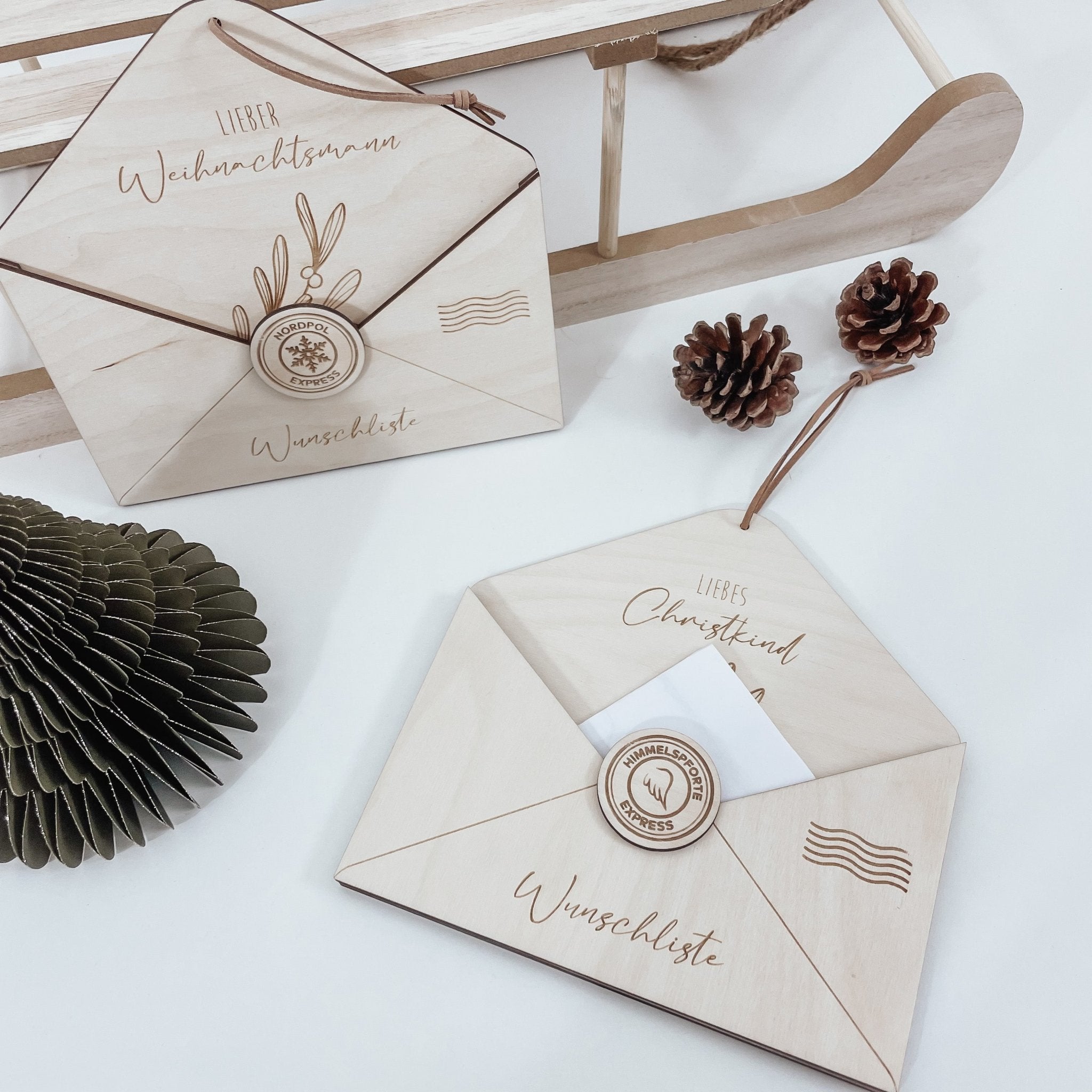 3D Weihnachtsbrief aus Holz - Brief an Christkind oder Weihnachtsmann - lyllevenn