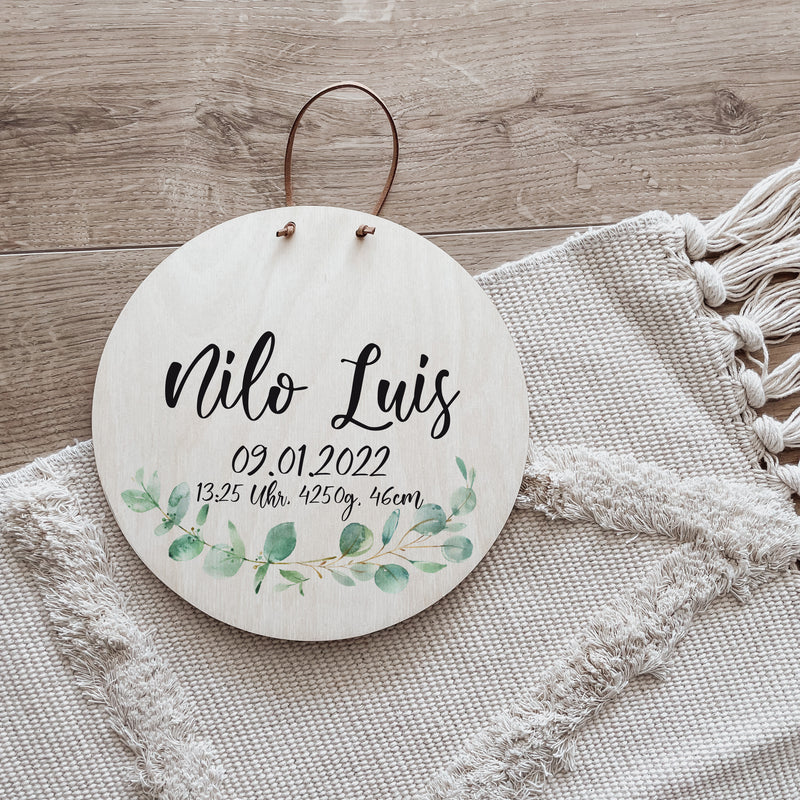 Namensschild | Kinderzimmer | Holzschild | personalisiert - FLORAL | RAINBOW