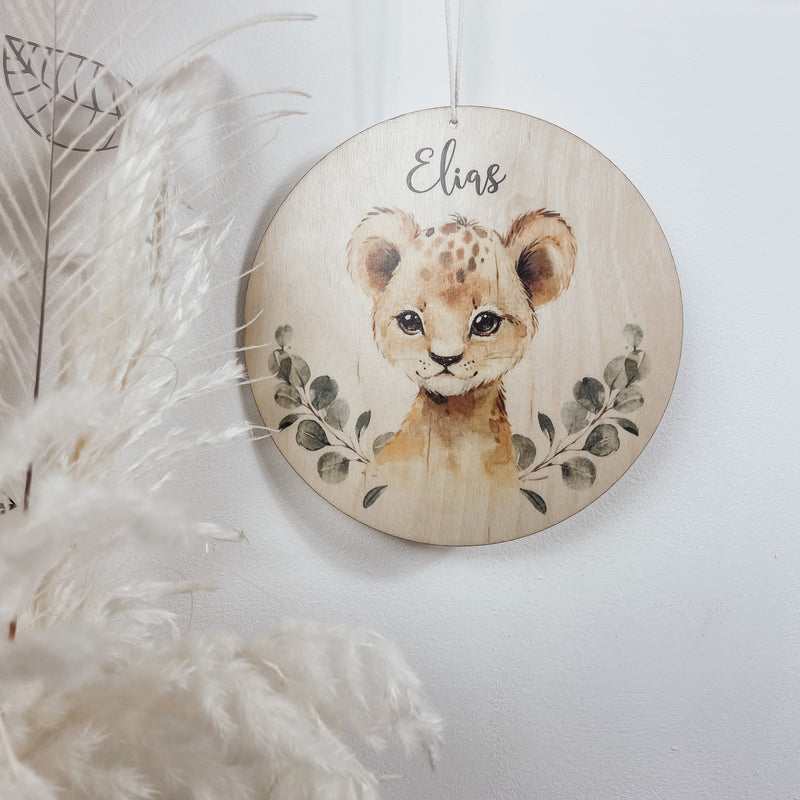 Namensschild | Kinderzimmer | Holzschild | personalisiert - RAUBTIERE