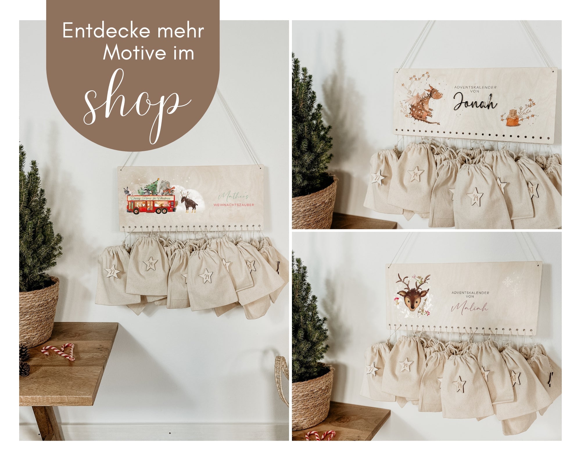 Beleuchteter Adventskalender Personalisiert "Fuchs Zauberer" Aquarell, Adventskalender zum Befüllen, Weihnachtsgeschenke Kinder Geschenke für Kind - lyllevenn-store