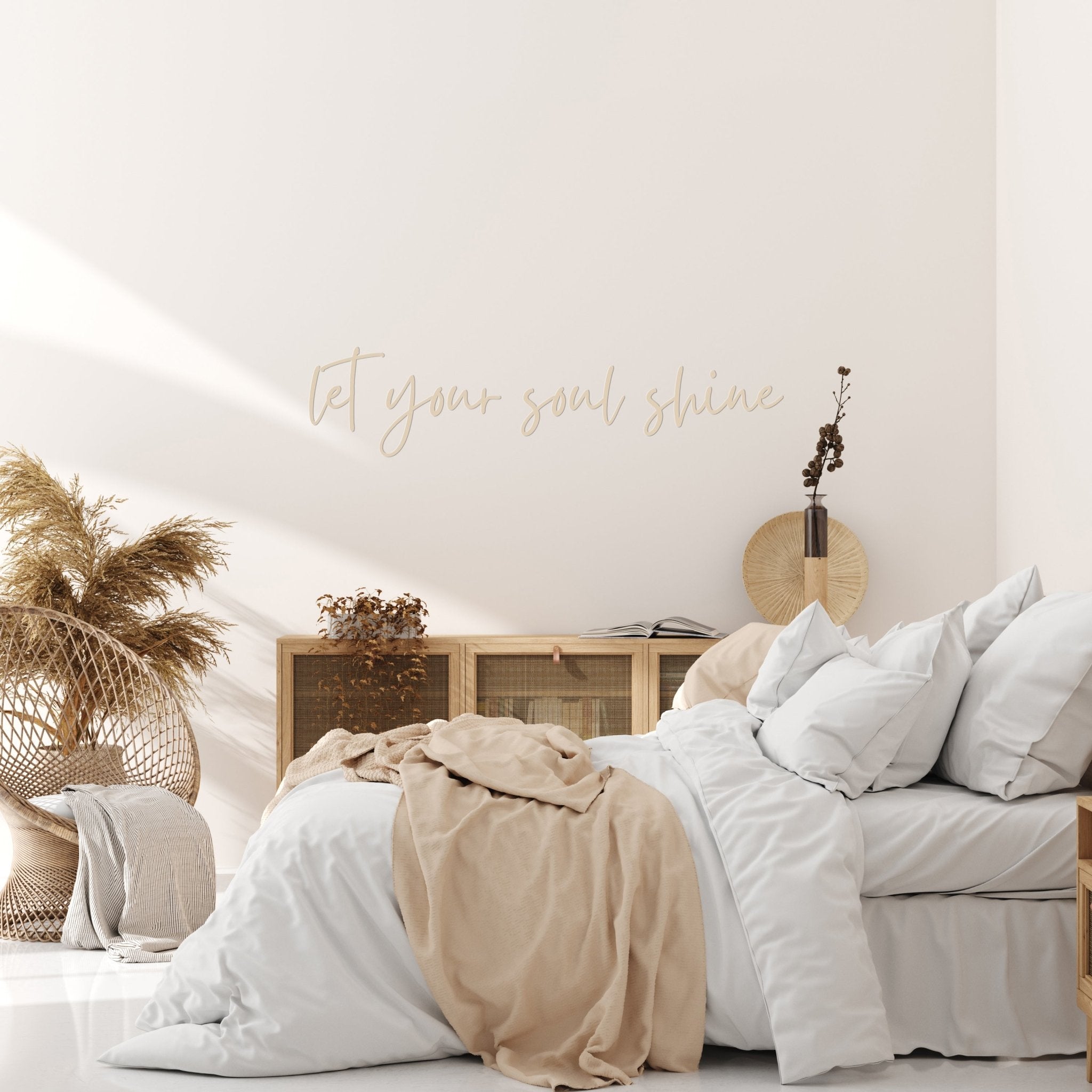 Deko Wohnzimmer Holz | Let you soul shine - XXL Spruch | 3D Schriftzug | Wandschriftzüge | - lyllevenn-store