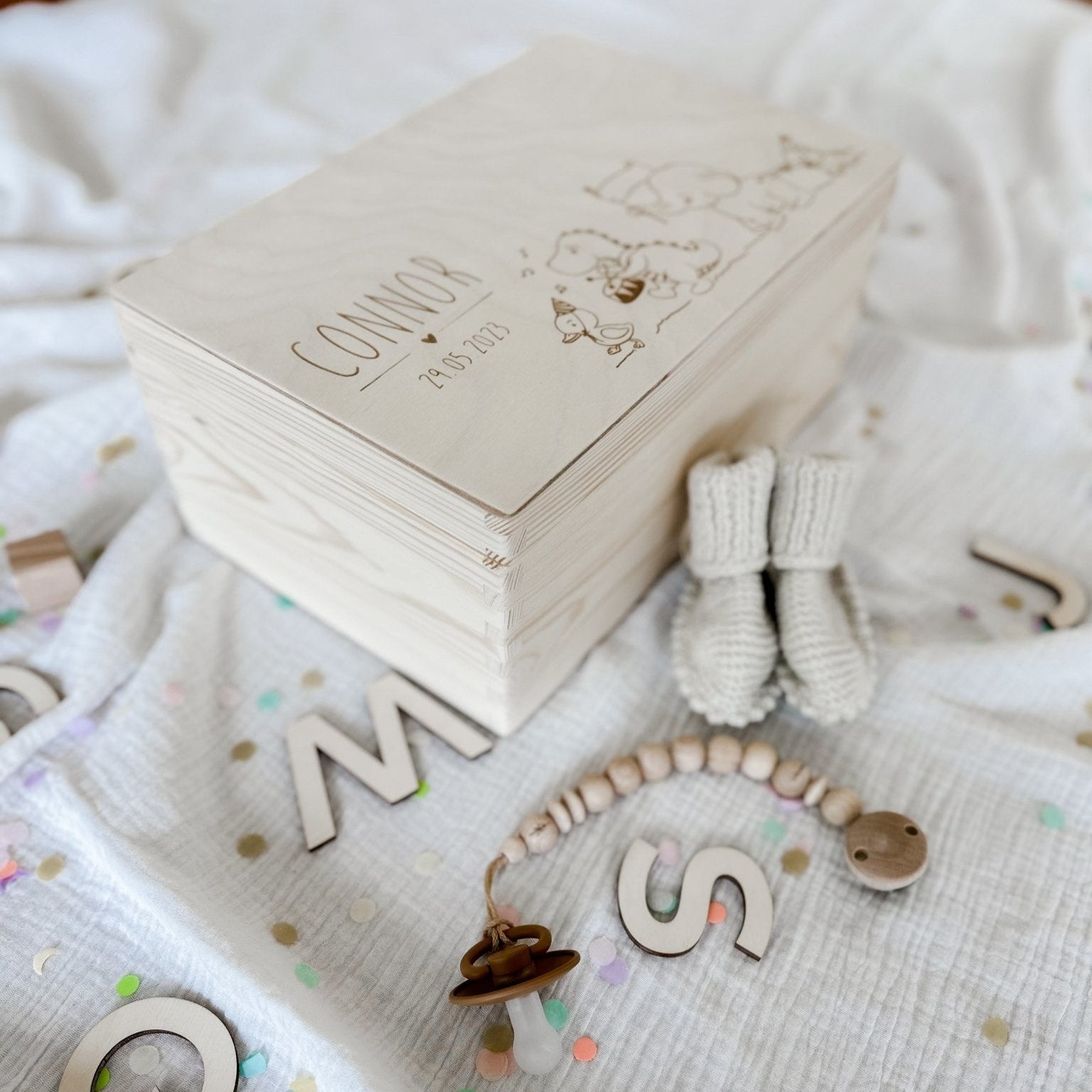 Erinnerungskisten Holz personalisiert - Tierparty - lyllevenn