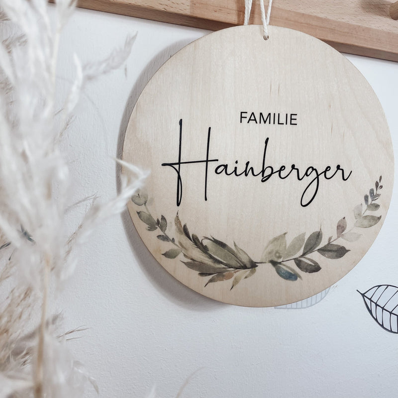 Familienschild | Türschild | Holz - FLORAL - lyllevenn-store