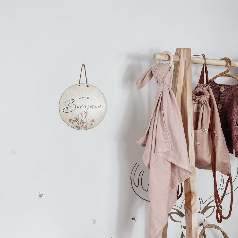 Familienschild | Türschild | Holz - FLORAL - lyllevenn-store