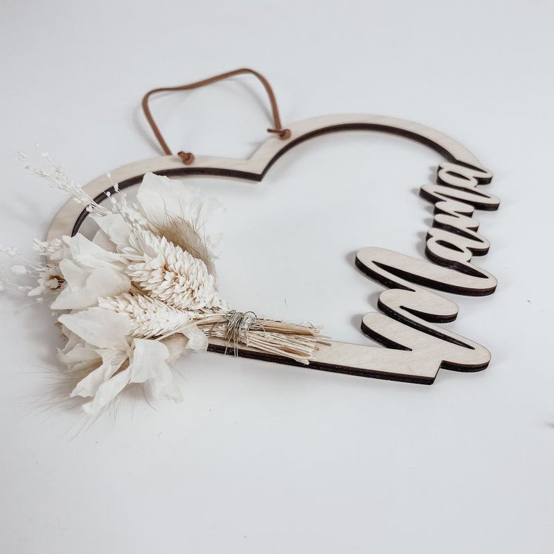 Herz | Holz | mit Trockenblumen | Muttertag - MAMA - lyllevenn-store