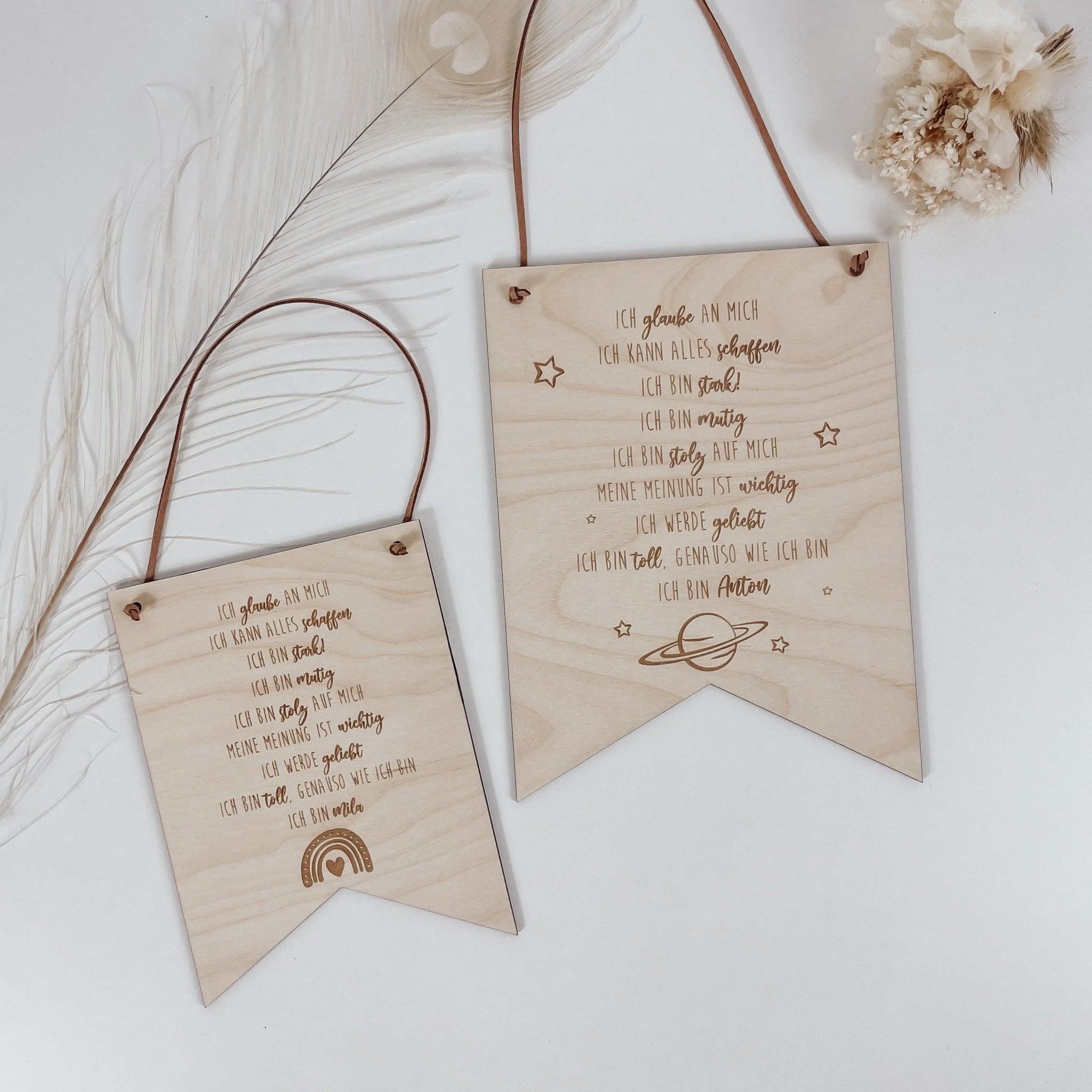 Holzwimpel - mit Motiven und positiven Affirmationen - lyllevenn