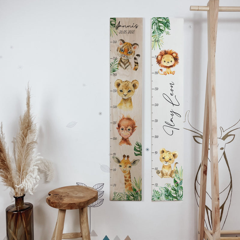 Kinder Messlatte | Holz | personalisierbar | zwei Varianten - DSCHUNGEL SAFARI - lyllevenn-store
