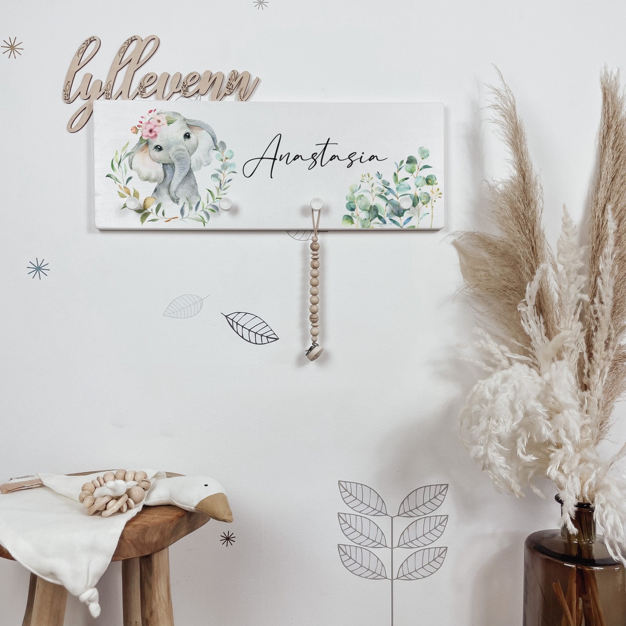 Kindergarderobe Holz personalisiert - Eukalyptus - lyllevenn