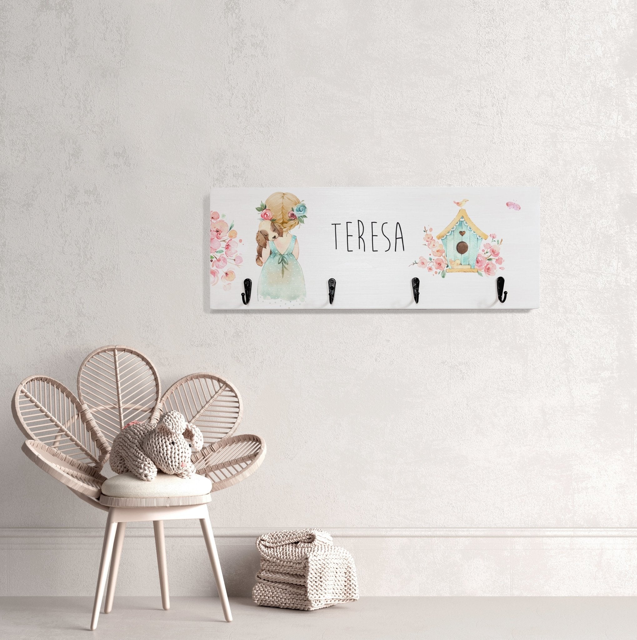 Kindergarderobe Holz personalisiert -  Kleiner Frühling - lyllevenn