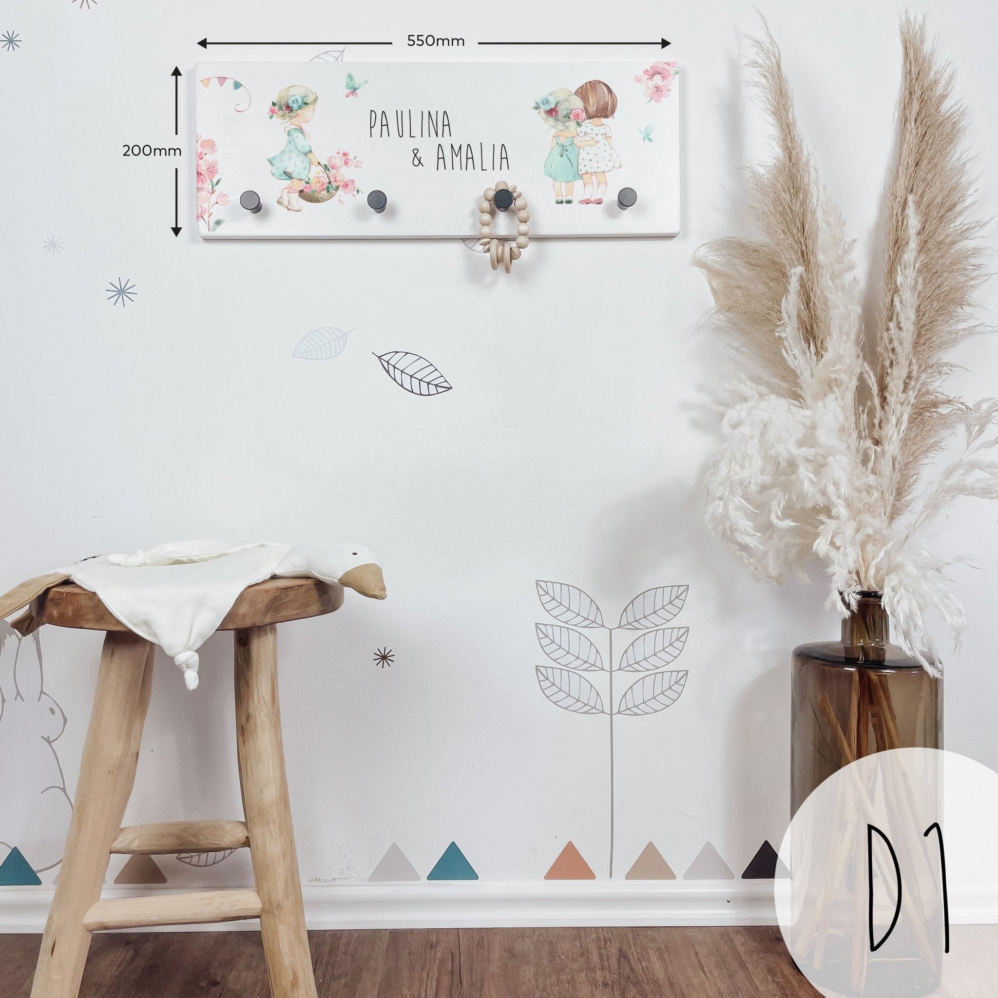 Kindergarderobe Holz personalisiert -  Kleiner Frühling - lyllevenn