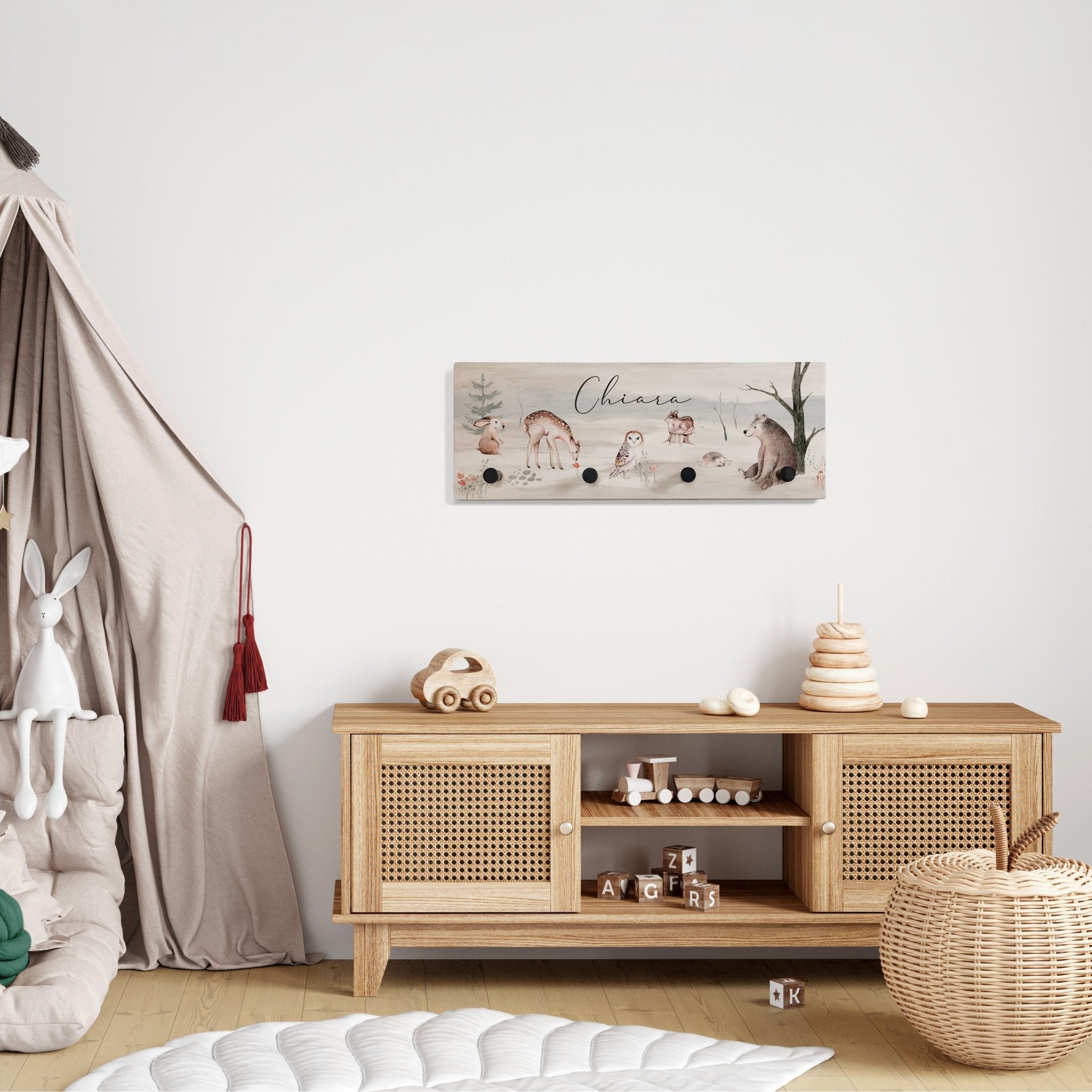 Kindergarderobe Holz personalisiert - Woodland - lyllevenn