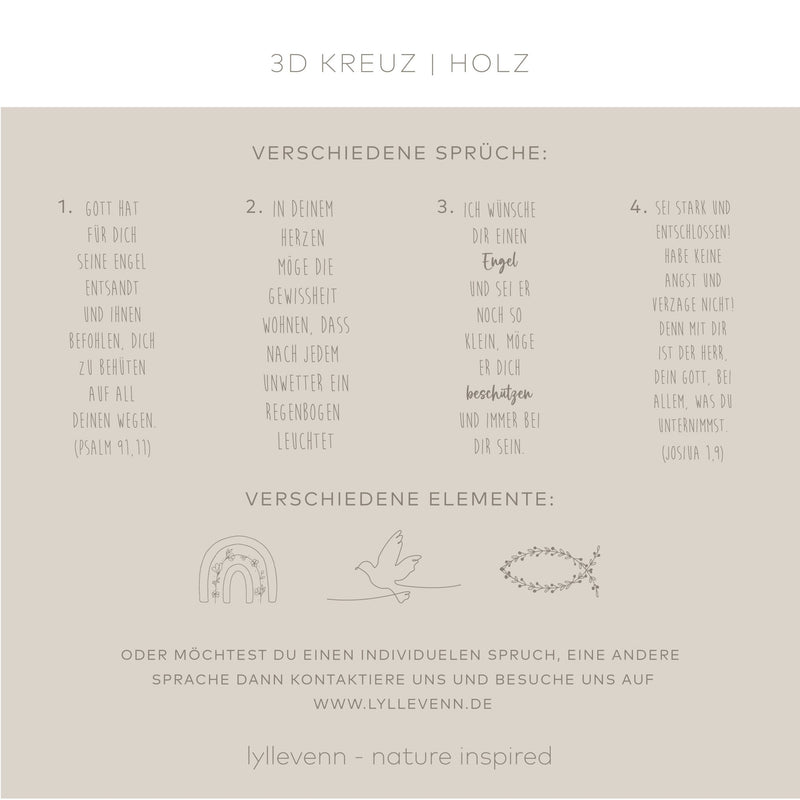 Kreuz | Kommunions Geschenk personalisiert | Holzkreuz | Konfirmation | Taufe | 3D Acryl | Ichthys Fisch | Kreuz | Taube - lyllevenn-store