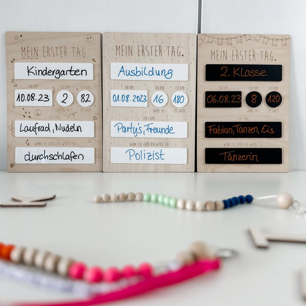 Mein erster Tag | Tafel Wiederbeschreibbar – Schulkind - lyllevenn-store