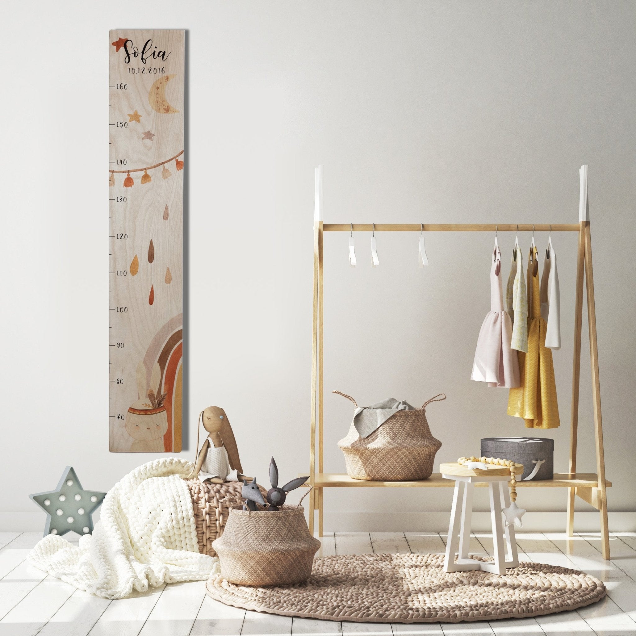 Messlatte | Holz | Kindermesslatte | Boho Regenbogen - lyllevenn-store