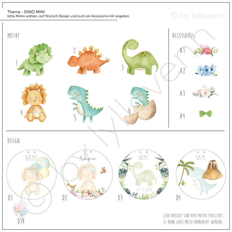 Namensschild | Kinderzimmer | Holzschild | personalisierbar - DINO MINI - lyllevenn-store