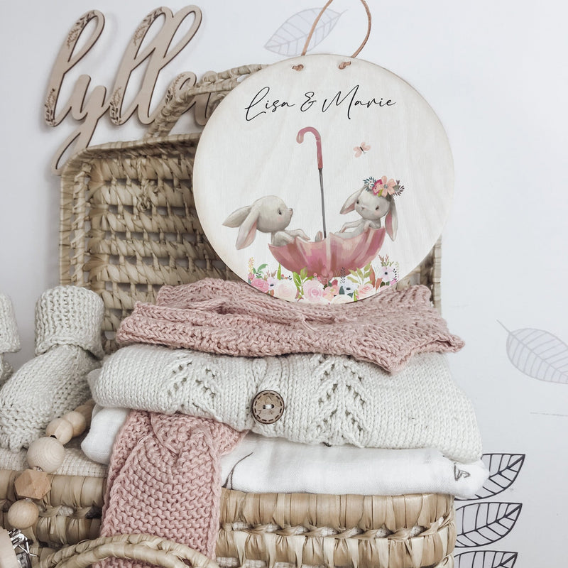 Namensschild | Kinderzimmer | Holzschild | personalisierbar - EVE HASE - lyllevenn-store